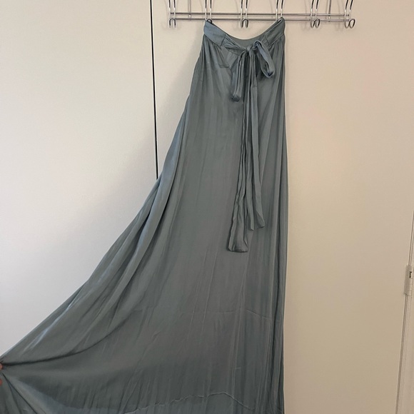 NWOT High-Low Halter Maxi dress in Dusty Blue - Picture 7 of 9